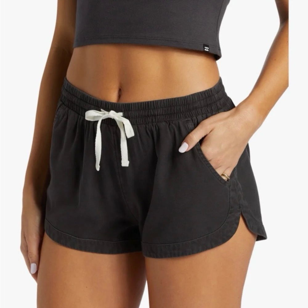 Billabong Black High Waist Women’s Shorts with White Drawstring
